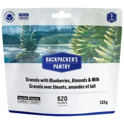 Granola With Blueberries, Almonds and Milk - Camping Food Meal